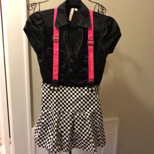 Harajuko Mini Check Skirt and Suspenders